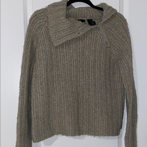 Dkny Jeans Tan Cowl Neck Sweater Ribbed Knit